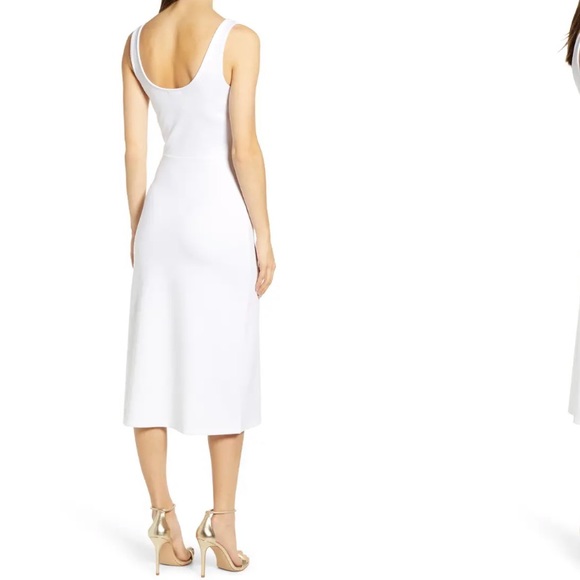 Leith scoop neck midi dress with slit. - Picture 2 of 5